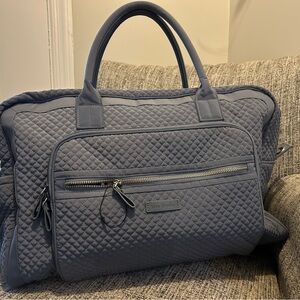 Vera Bradley Gray Travel Bag with Quilted Texture and Sturdy Handles